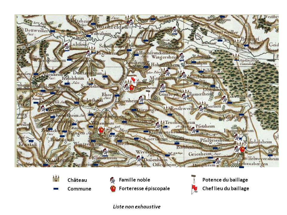 Repartition geographique des familles nobles du KochersbergRepartition geographique des familles nobles du Kochersberg